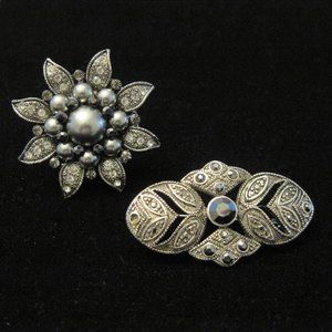 Marcasite Style Pins - Set of 2